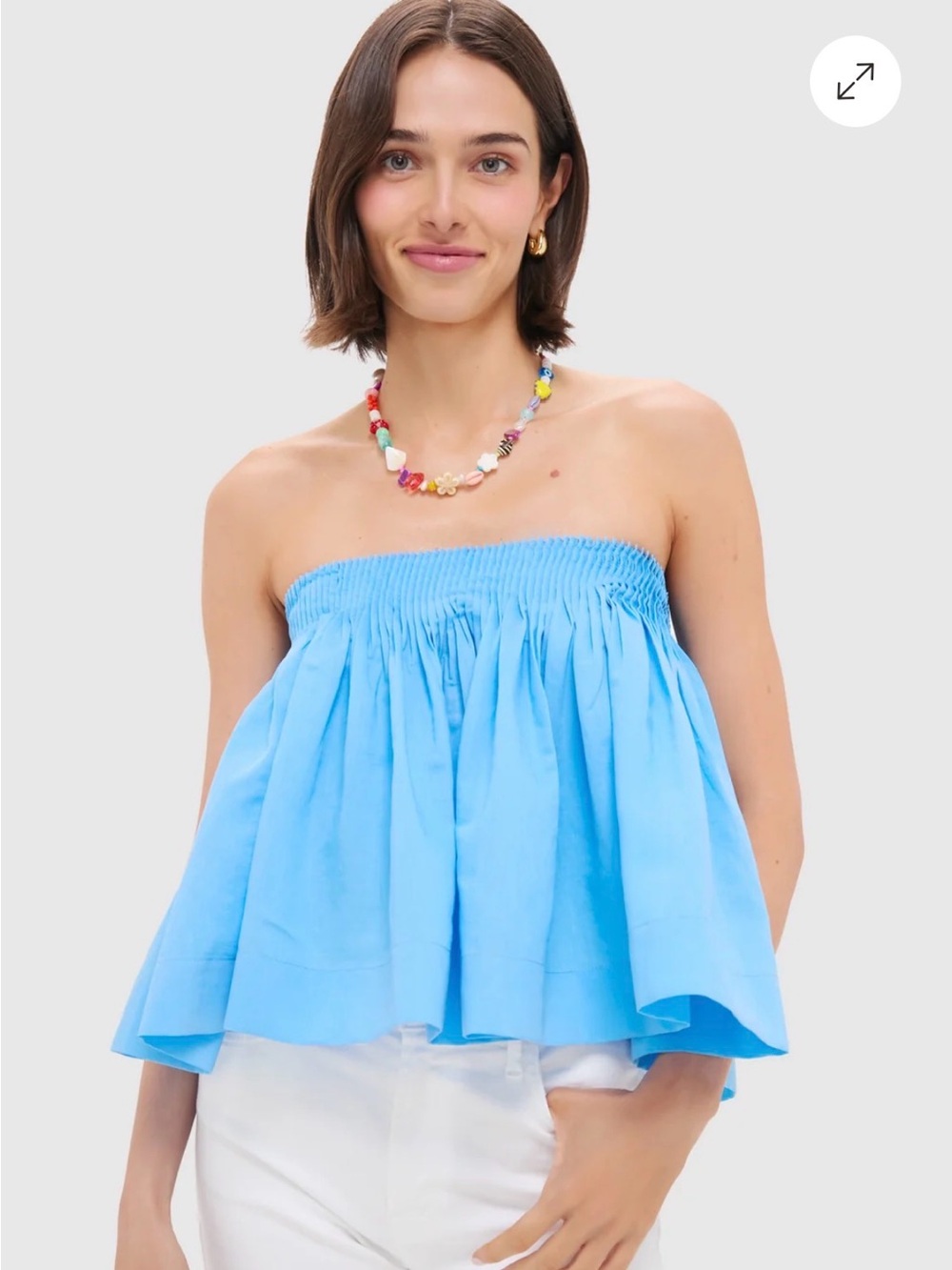 NWT Hyacinth House Blue Pleated Strapless Top — Small
